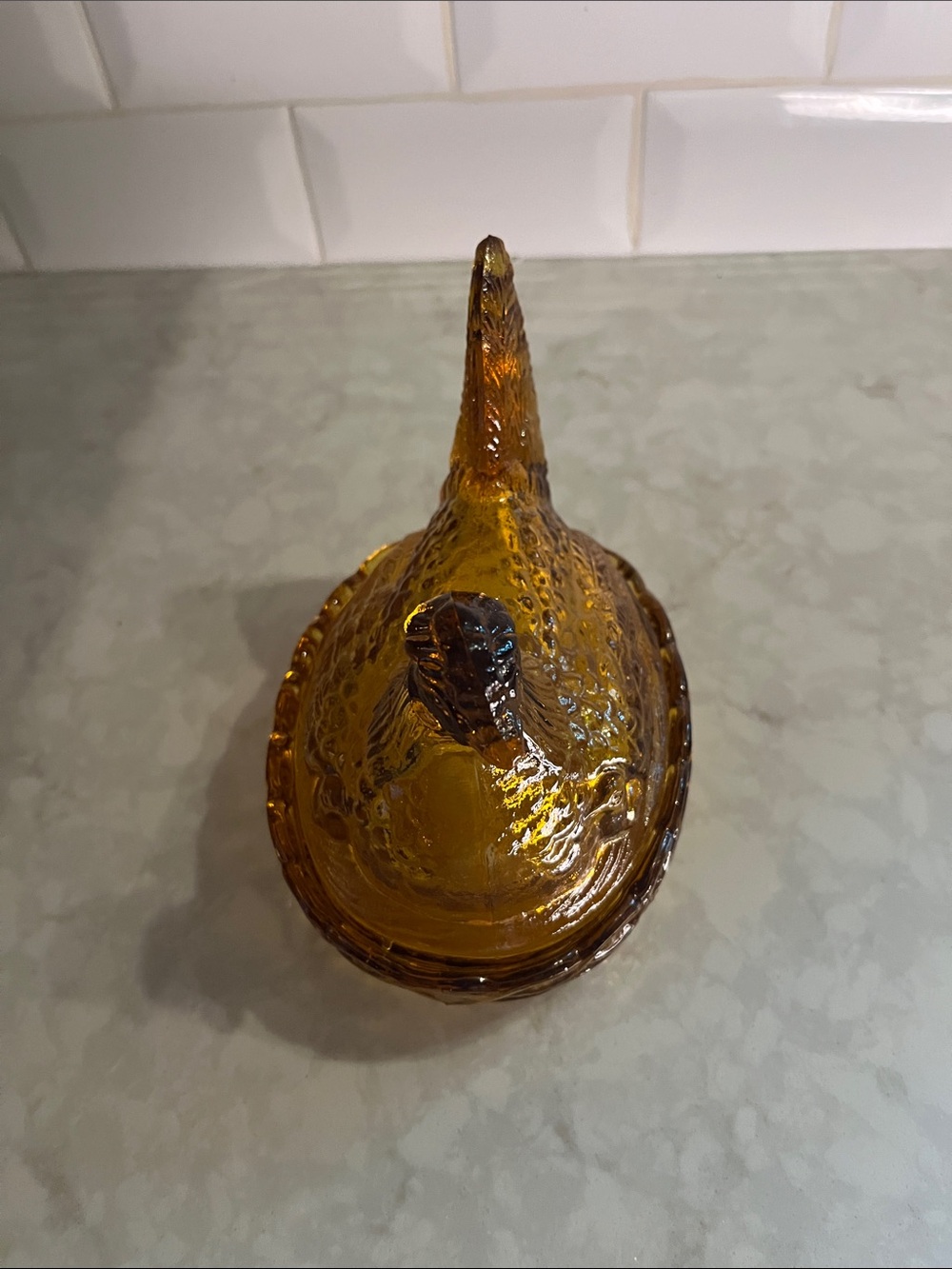 Indiana Glass Amber Hen on Nest Beaded Nest Candy Dish Vintage Farmhouse Decor - Picture 3 of 7